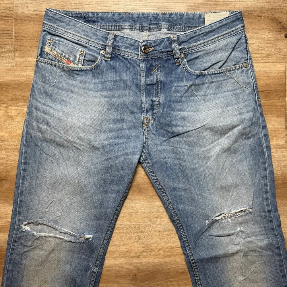 Diesel Waykee Jeans Men 32x32 Blue Straight Leg Distressed Medium Wash 0839C